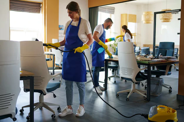 professional cleaning service person using vacuum cleaner office 23 2150520631