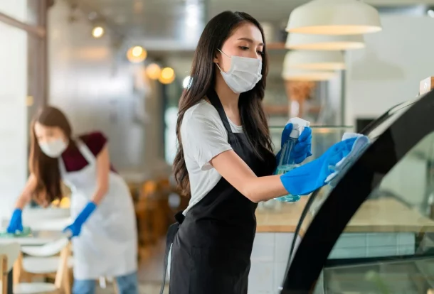 Commercial space being professionally cleaned by Bansal’s team