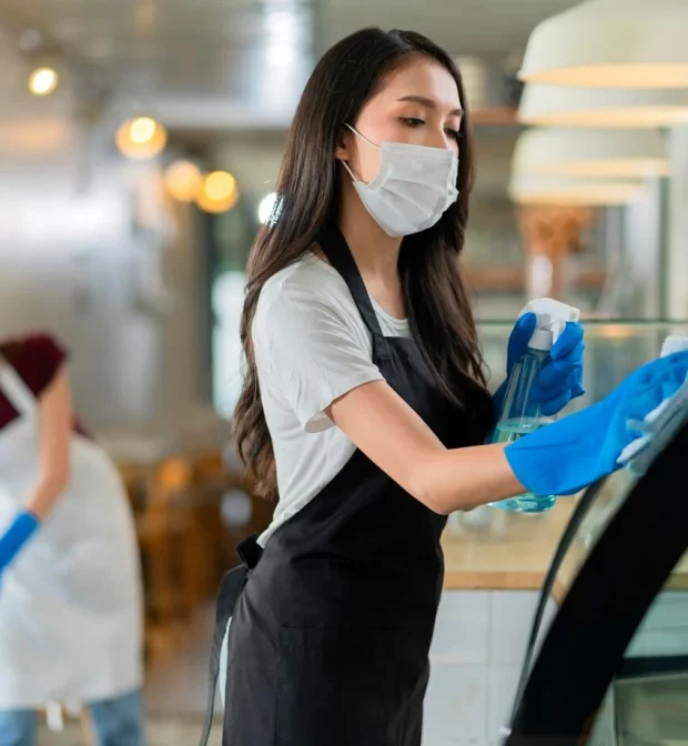 Commercial space being professionally cleaned by Bansal’s team