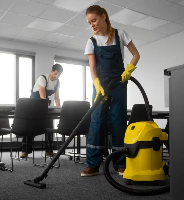 Cleaner removing dust and debris after home renovation in Essex